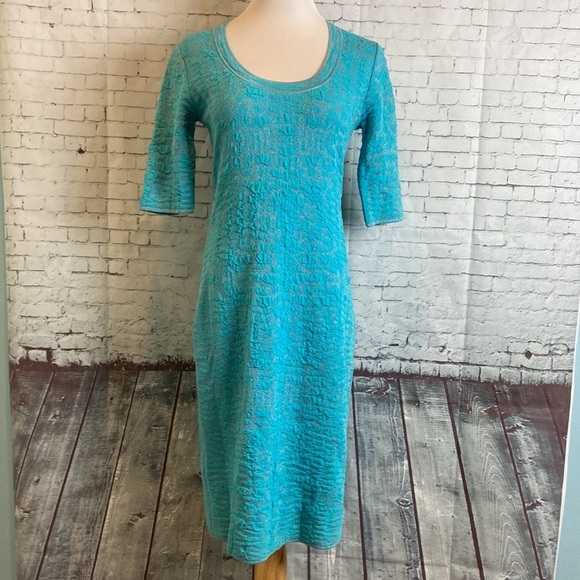 Missoni Dress Metallic Textured MIDI Short Sleeve Bodycon Maximalist Mob Wife - Picture 1 of 16